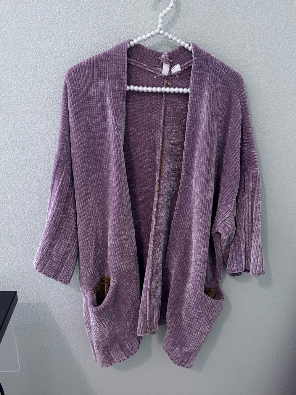 Anthropologie Plush Open-Front Chenille Cardigan - Dusty Mauve
